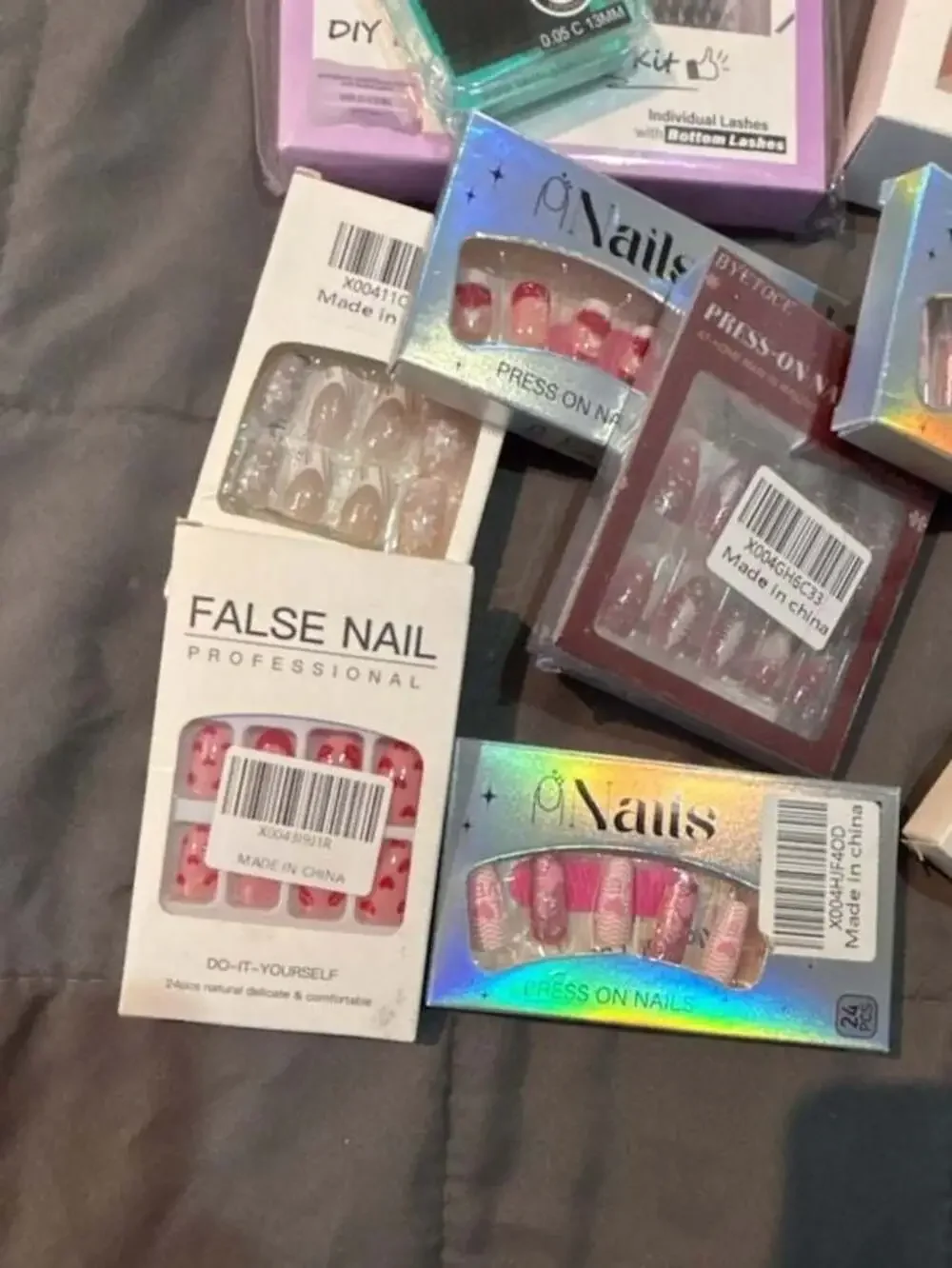 Large Lot Press-On Nail Sets And Eyelash Kits